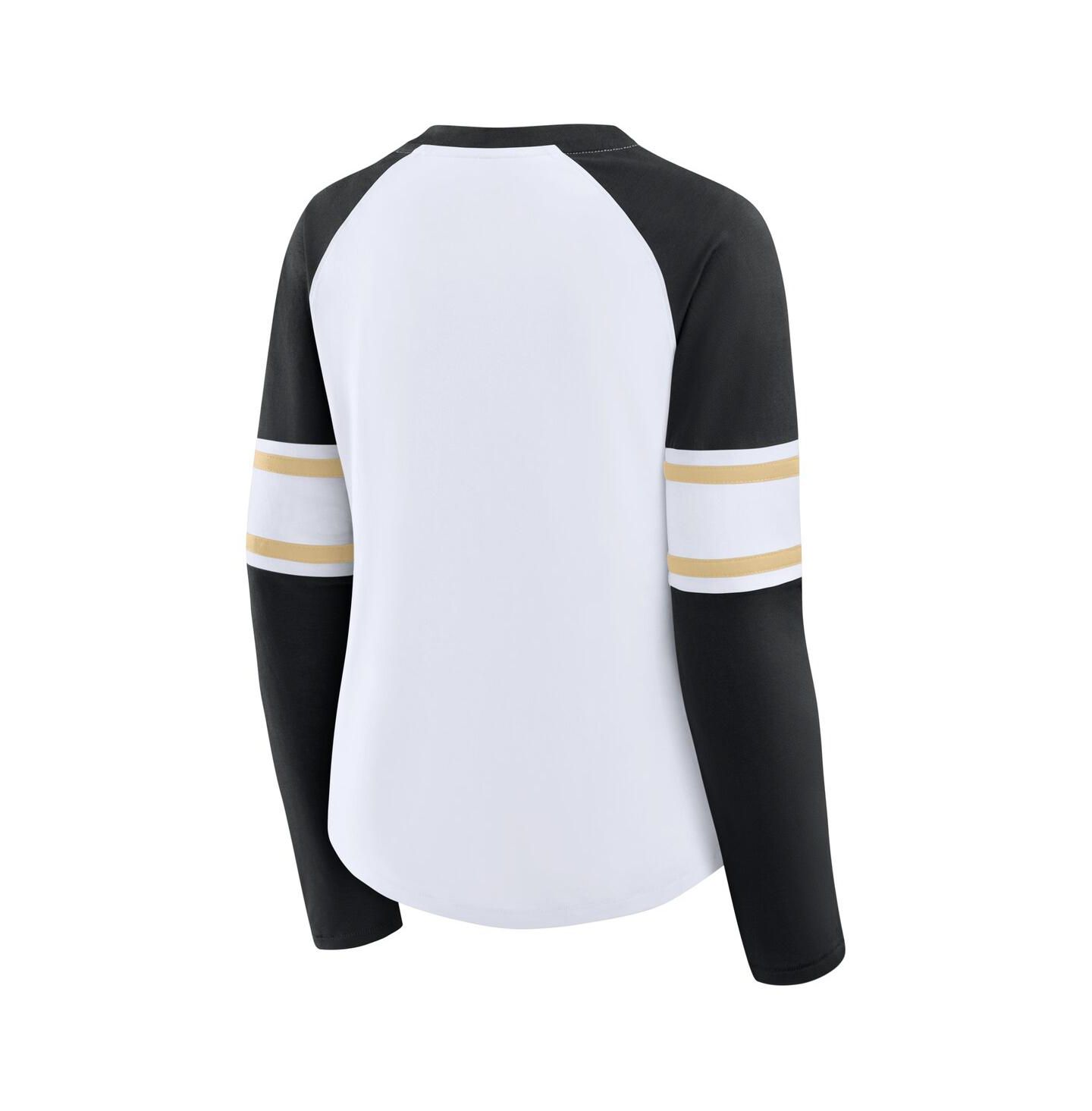 Женская футболка Fanatics White/Black New Orleans Saints Redzone Blitz Package Raglan Lace-Up V-Neck Long Sleeve — фото 3