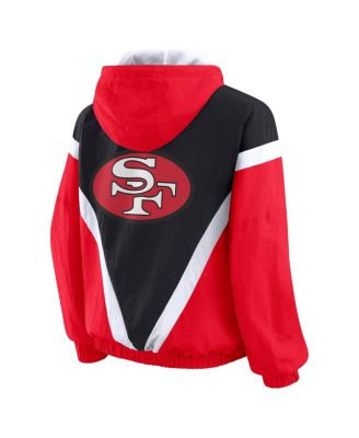 Women's Scarlet/Black San Francisco 49ers Plus Size Retro Crinkle Full-Zip Windbreaker Jacket