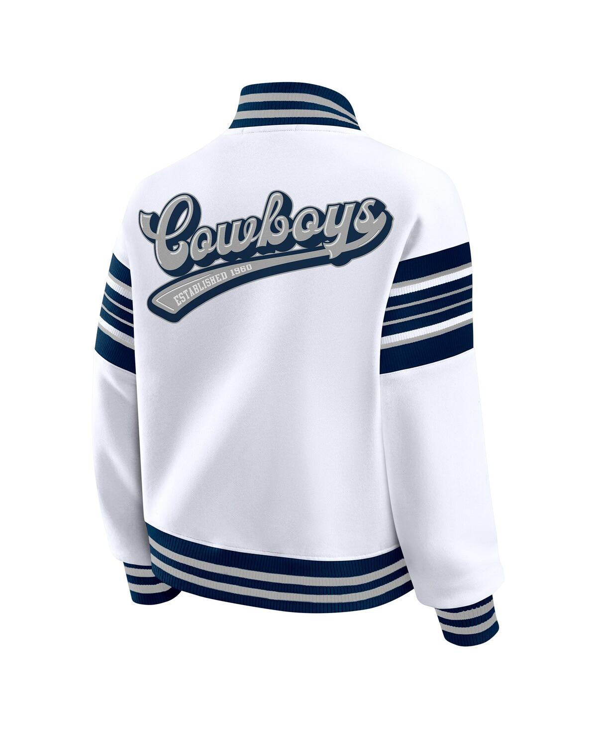 Wear By Erin Andrews Women's White Dallas Cowboys Full-snap Fleece Sweatshirt Jacket In White