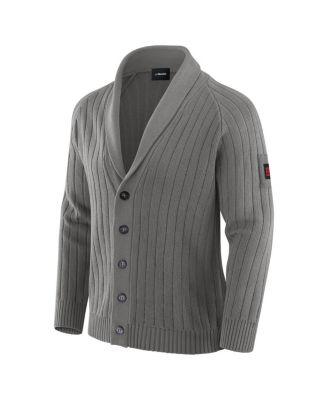 Men's Graphite New York Giants the Playmaker Cardigan Raglan Sweater