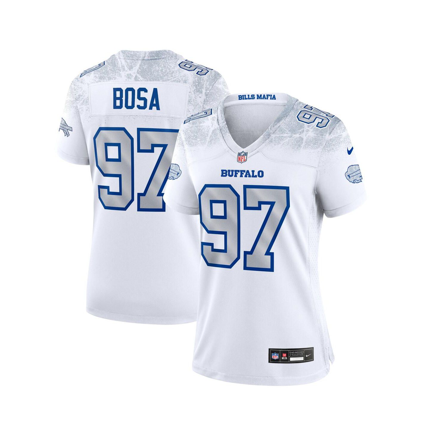 Женский топ Nike Joey Bosa White Buffalo Bills 2025 Rivalries Collection Game Jersey — фото 1