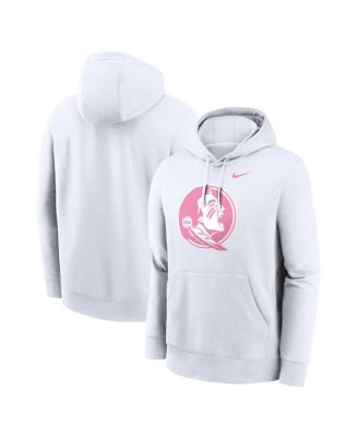 Nike - Men's White Florida State Seminoles Pink Logo Club Fleece Hoodie