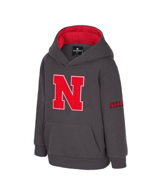Toddler Charcoal Nebraska Huskers Big Logo Volume Fleece Pullover Hoodie