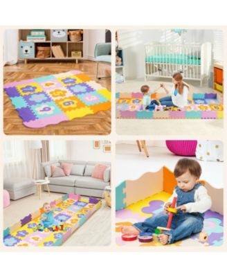 75 Piece Baby Foam Interlocking Play Mat with Fence and Detachable Numbers