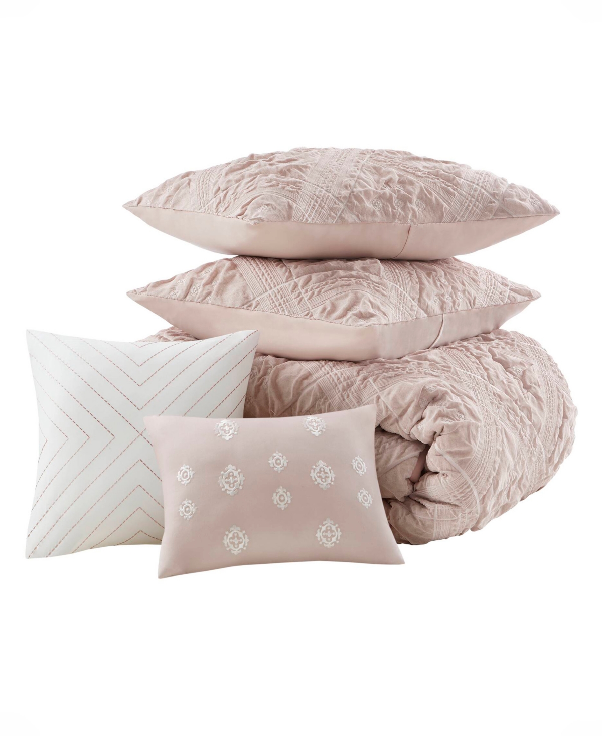 Madison Park Mona Sculpted Jacquard 5-pc. Comforter Set, King In Pink