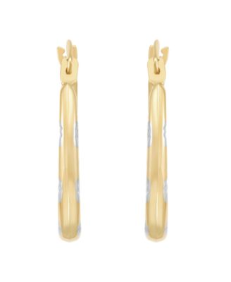 Polished Pattern Hoop Earrings in 14K Yellow Gold