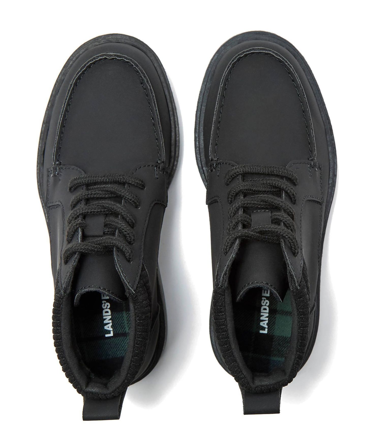 Ботинки Lands' End Moc Toe Flannel Lined Lace Up Boots для девочек, цвет: Чёрный — фото 2