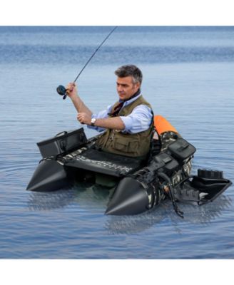 Portable Inflatable Fishing Boat with 3 Detachable Storage Boxes for Outdoor Use