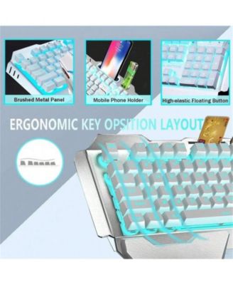 Wireless Gaming Keyboard and Mouse Combo - Backlit Keyboard with Rechargeable 3000mAh Battery,Removable Wrist Rest and  7 Color Mute Mouse