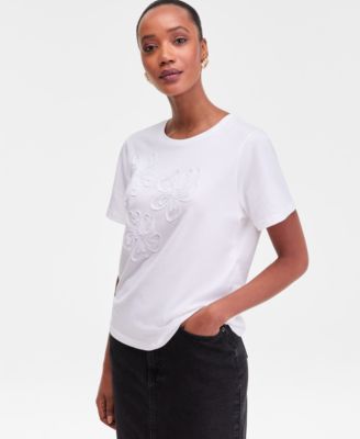 I.N.C. International Concepts - Petite Cotton Embroidered Floral Tee