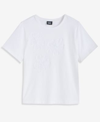 Petite Cotton Embroidered Floral Tee, Macy's Exclusive