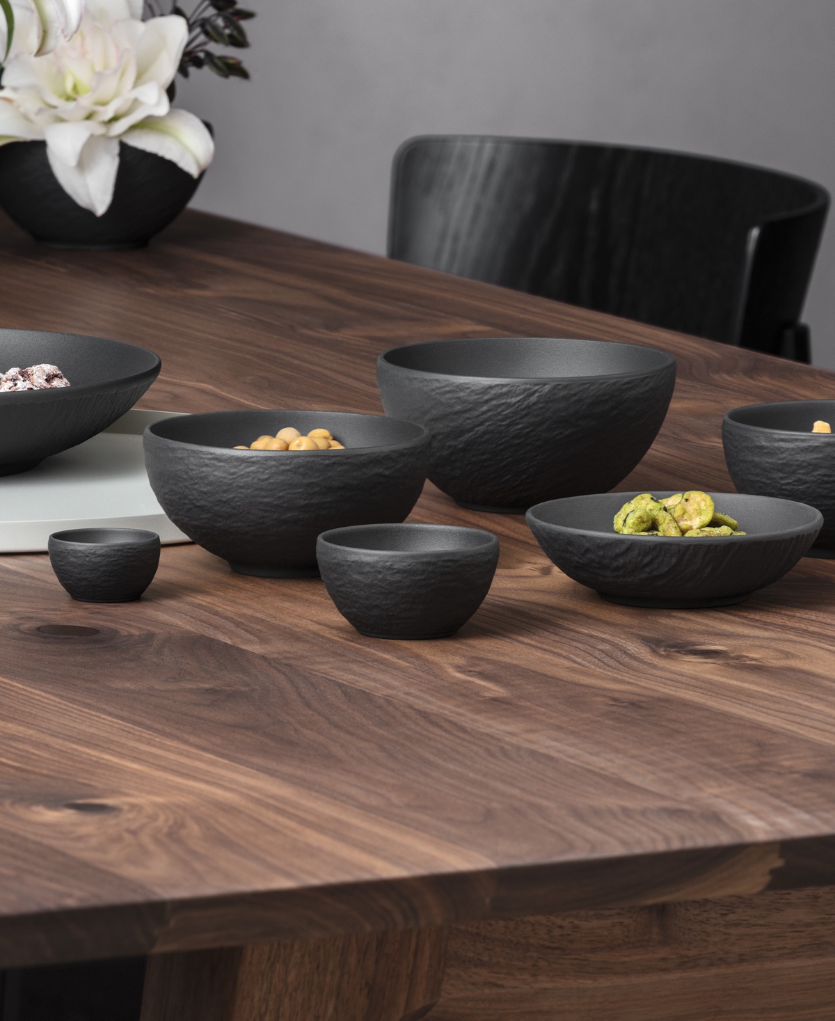 Villeroy & Boch Manufacture Rock Salt And Pepper Cellars, Set Of 6 In Black