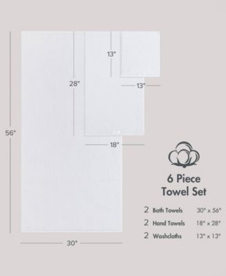 Diagonal Ribbed Cotton 6-Pc. Towel Set