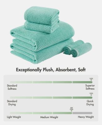 Diagonal Ribbed Cotton 6-Pc. Towel Set