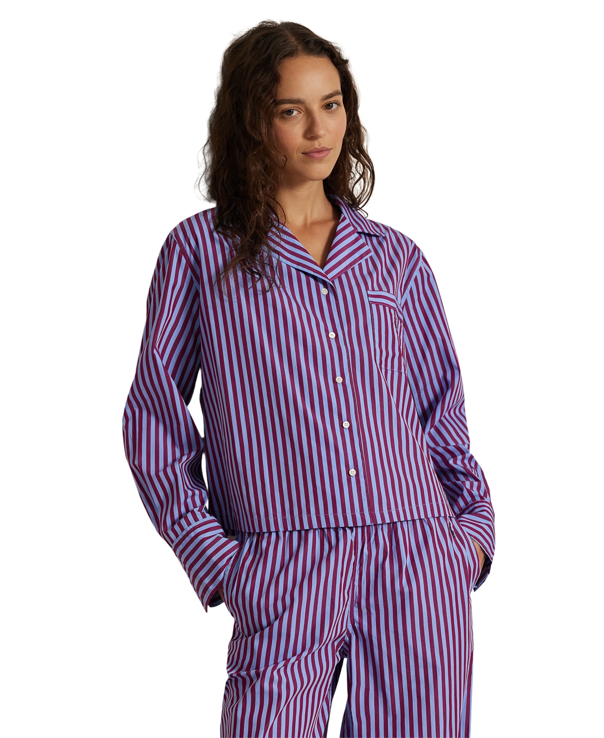 Polo Ralph Lauren Women's 2-piece Buttoned Shirt And Pants Pajama Set In Multi