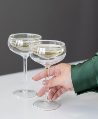 Hand-Blown Double Wall Coupe Champagne Glasses, Set of 2