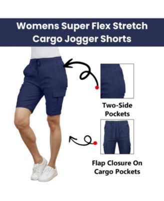 Women's Loose Fit Super Flex Stretch Cargo Jogger Shorts-2 Pack