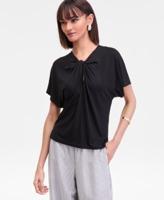 Women's Short Sleeve Keyhole Neckline T-Shirt, Macy's Exclusive