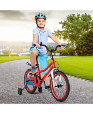18 Inch Kids Bike with Removable Training Wheels and Adjustable Seat, Red