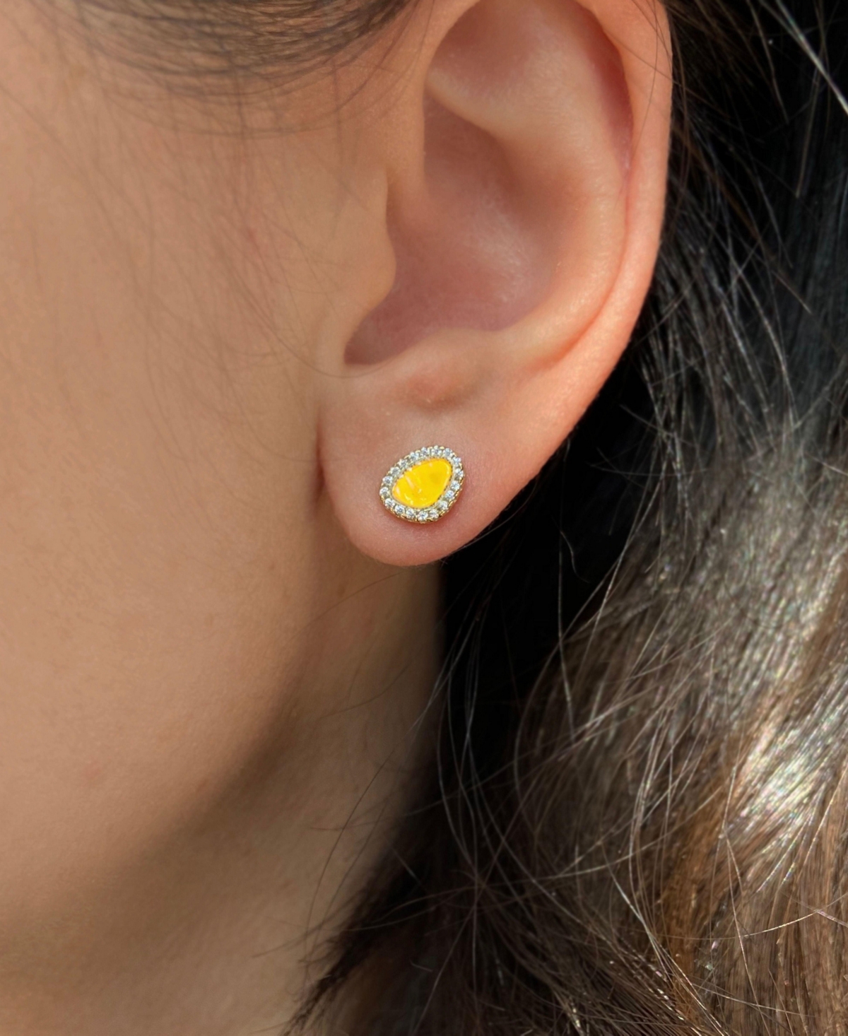 Kamaria Pebble Stud Earrings With Lab-grown Opal In 14k Gold Plated Sterling Silver