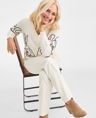 Women's Soutache V-Neck Sweater, Macy's Exclusive