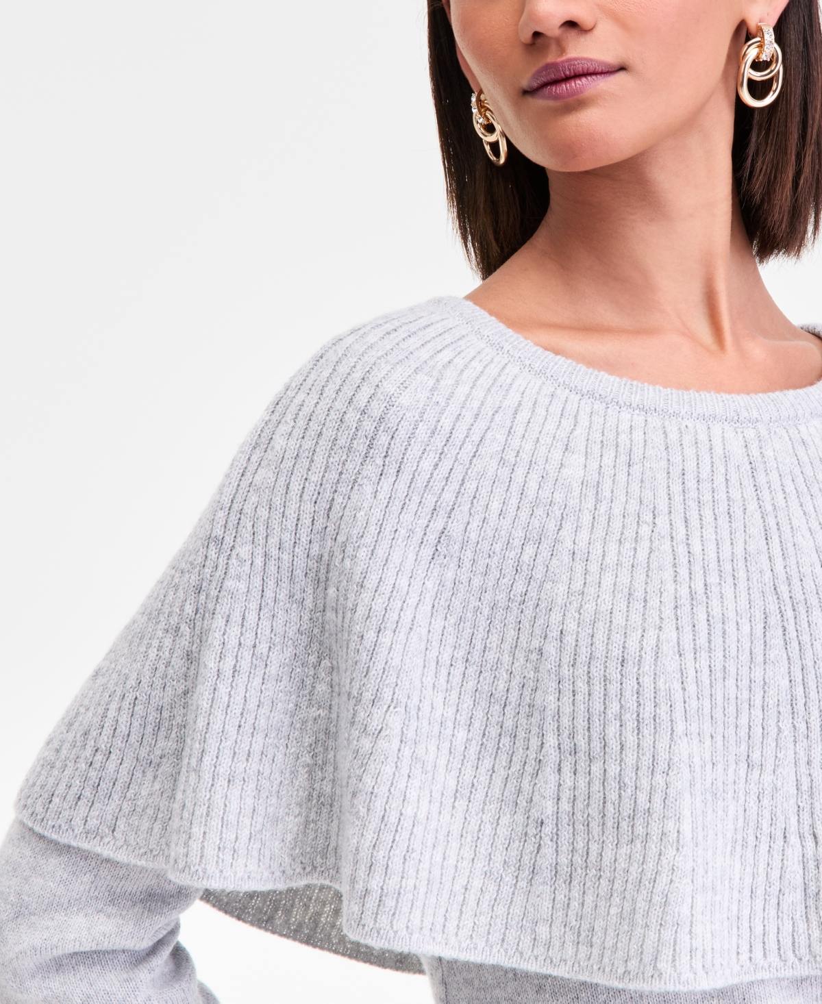 Inc International Concepts Women's Long Sleeve Cape Sweater, Macy's Exclusive In White