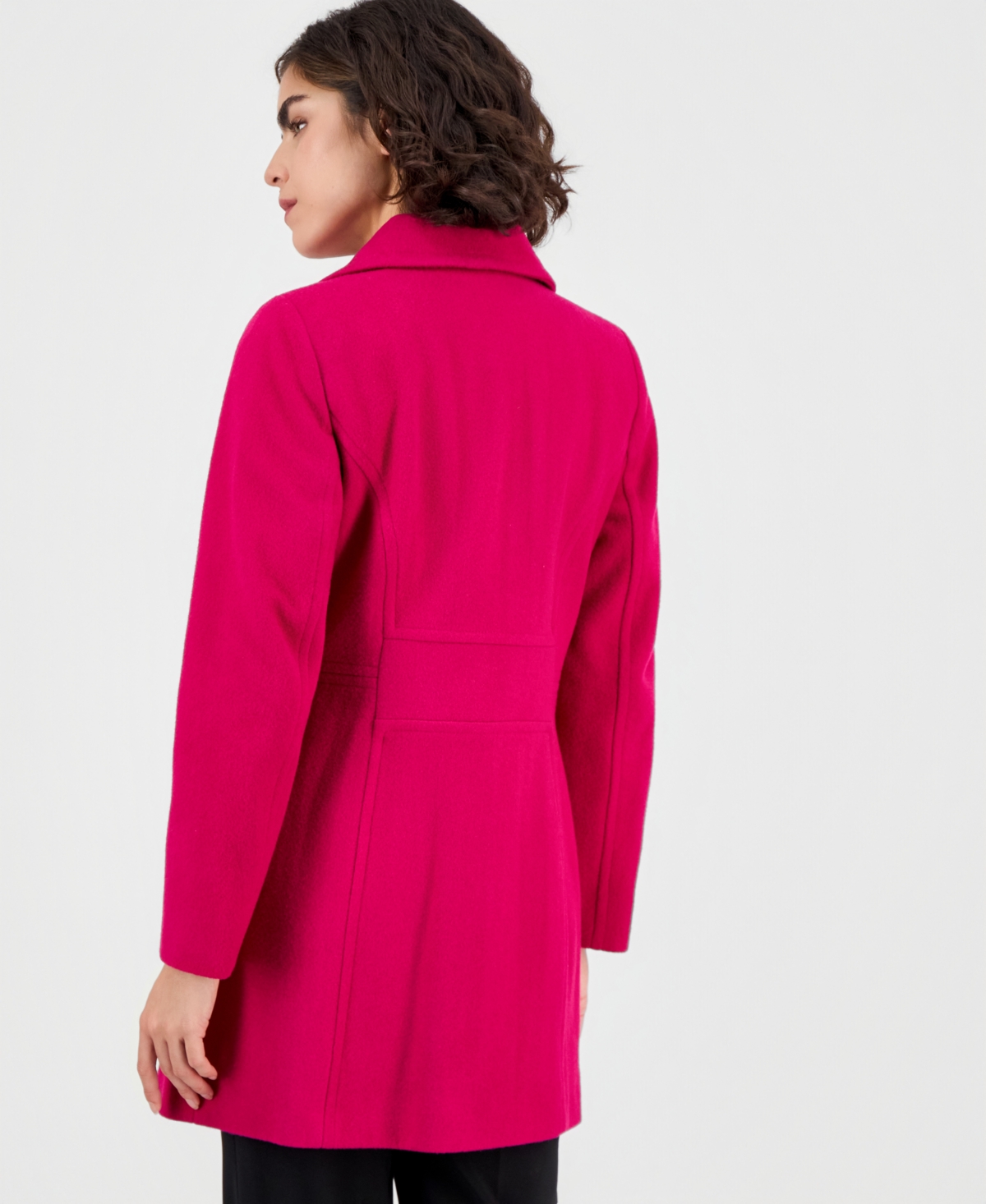 Anne Klein Women's Double-breasted Peacoat, Exclusively At Macy's In Pink
