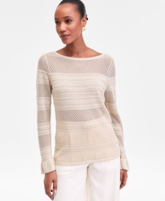 I.N.C. International Concepts - Women's Ruffled Pointelle Sweater
