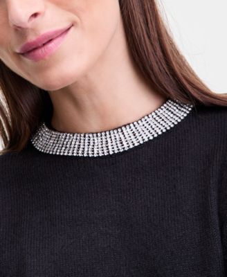 Women's Rhinestone Collar Sweater