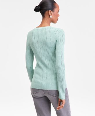 Women's Metallic-Knit V-Neck Sweater