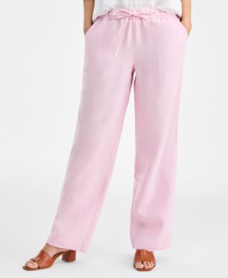 Petite 100% Linen Drawstring Pants, Created for Macy's
