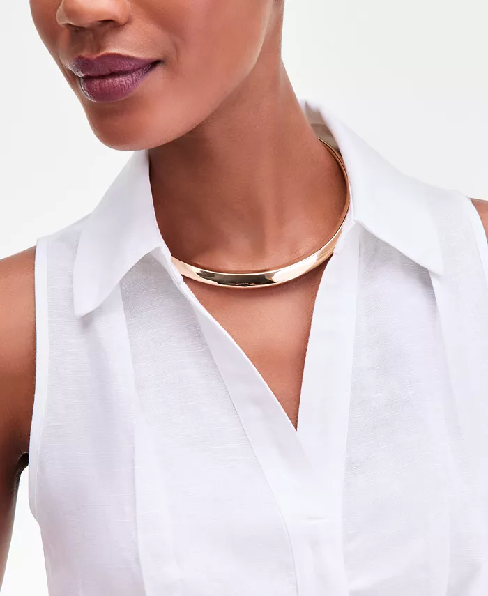Women's Sleeveless Collared Linen Button-Down Shirt - thumbnail 7