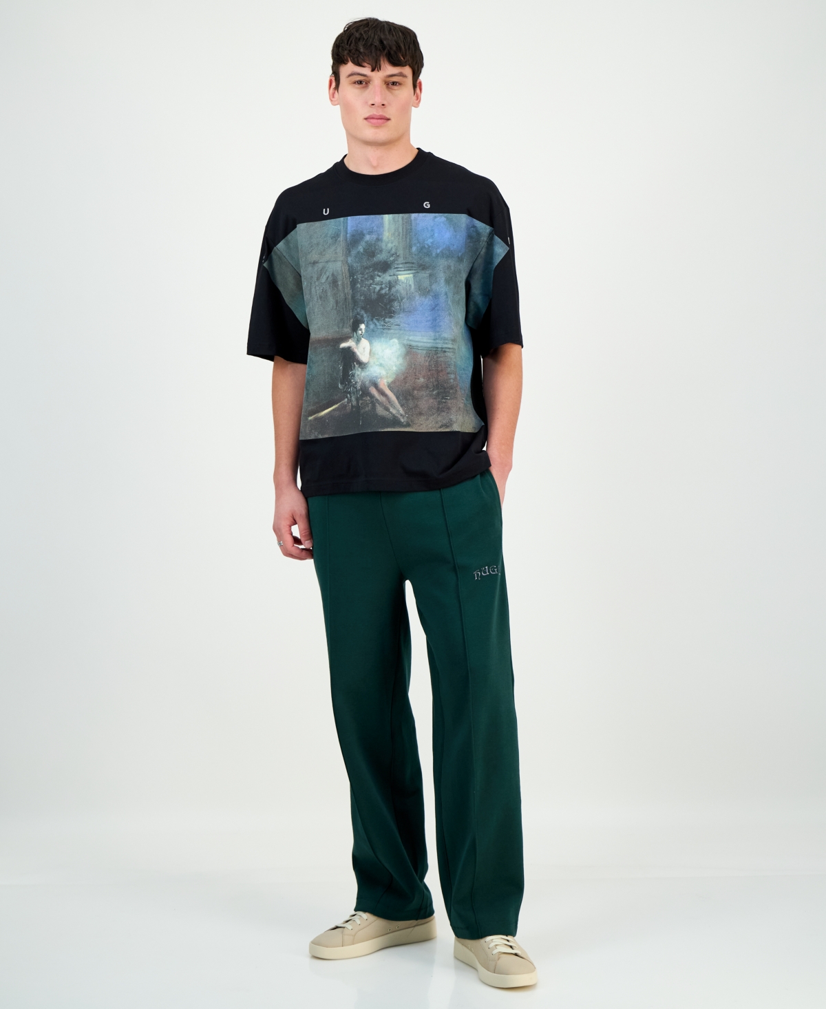 Hugo Boss Men's Dabilo Oversized Short Sleeve Crewneck Graphic T-Shirt