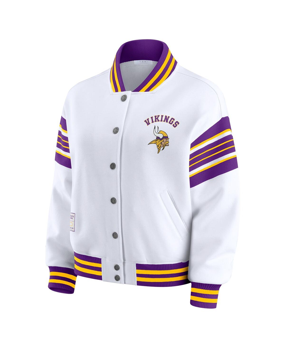 Wear By Erin Andrews Women's White Minnesota Vikings Full-snap Fleece Sweatshirt Jacket In White