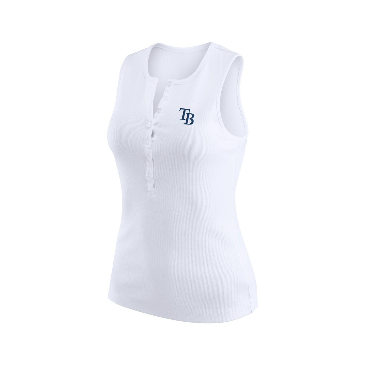 Женский топ WEAR by Erin Andrews White Tampa Bay Rays Rib-Knit Henley — фото 2