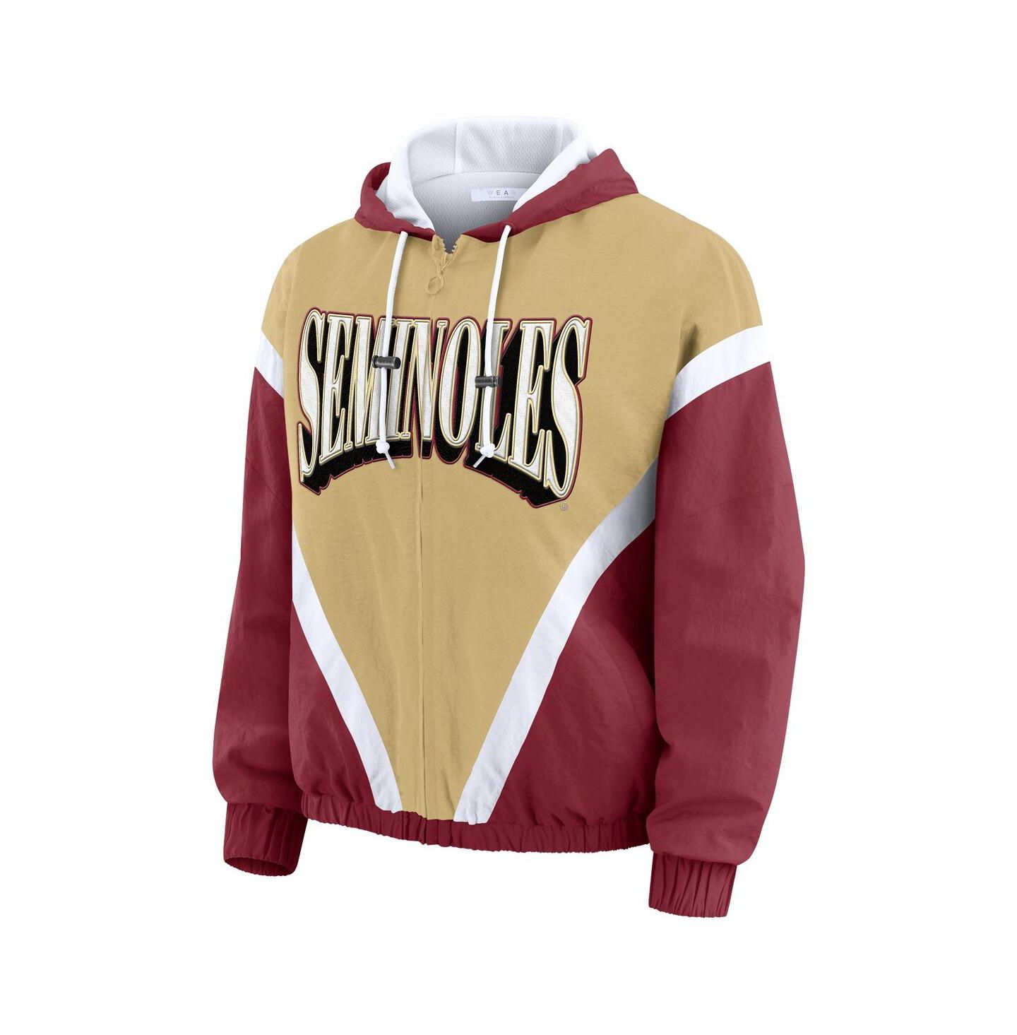 Женские худи WEAR by Erin Andrews Gold/Garnet Florida State Seminoles Color Block Full-Zip Windbreaker Jacket — фото 2