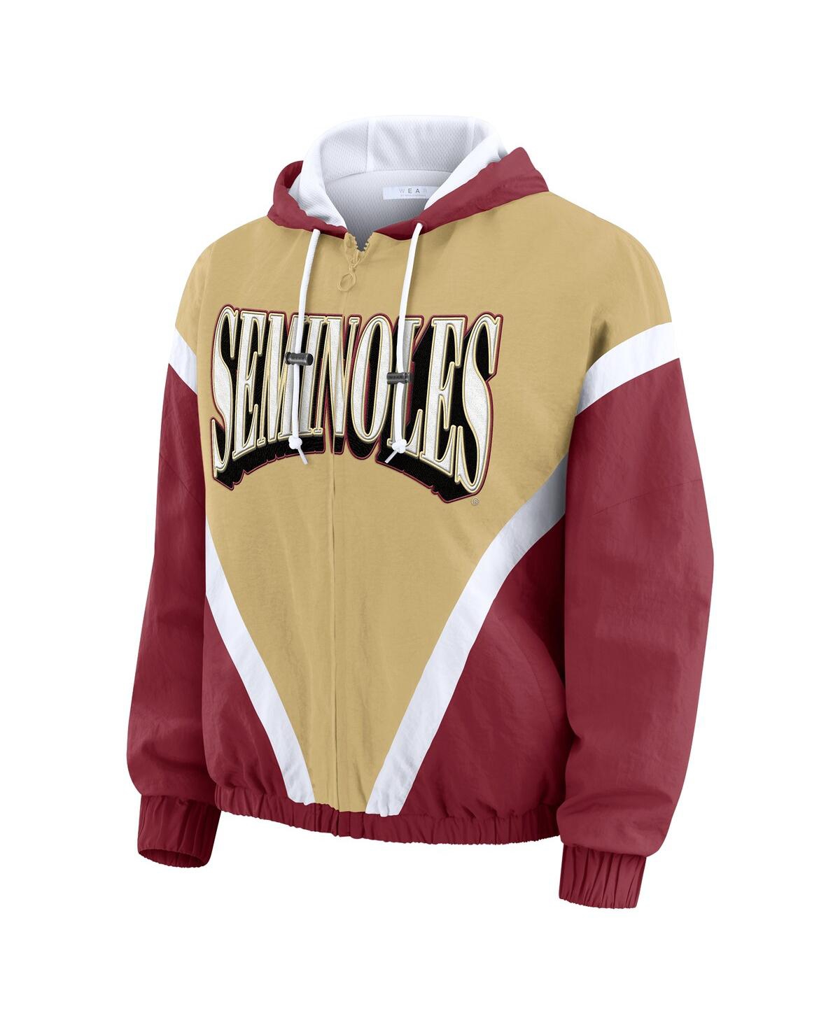 Wear By Erin Andrews Women's Gold/garnet Florida State Seminoles Color Block Full-zip Hoodie Windbreaker Jacket In Multi