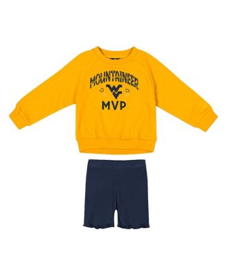 Colosseum - Girls Toddler Gold/Navy West Virginia Mountaineers Beta Fleece Sweatshirt and Shorts Set