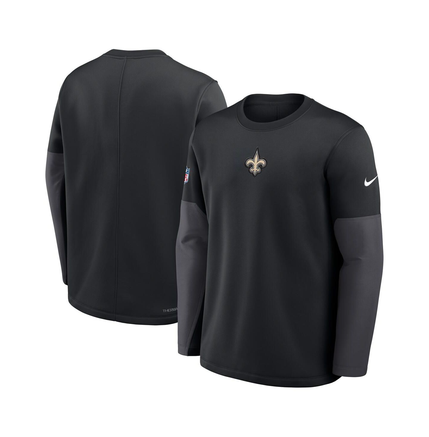 Мужская футболка Nike Black New Orleans Saints Sideline Coach Therma-FIT Long Sleeve — фото 4