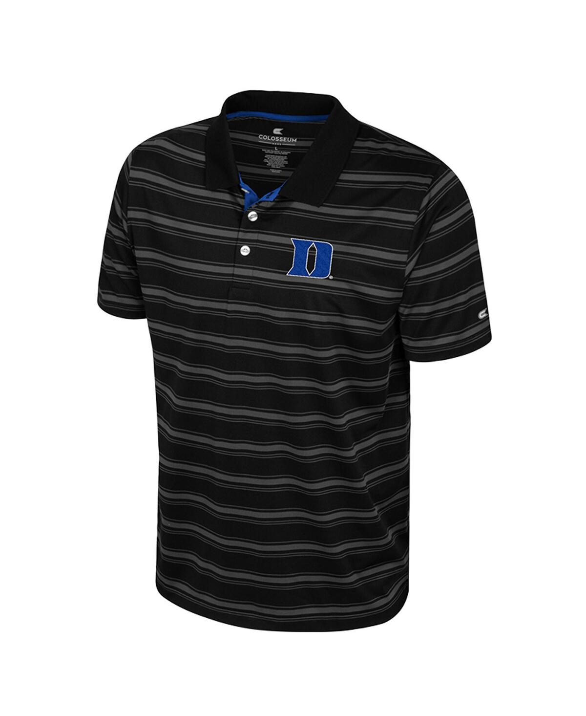 Colosseum Men's Black Duke Blue Devils Milk Steak Polo Shirt