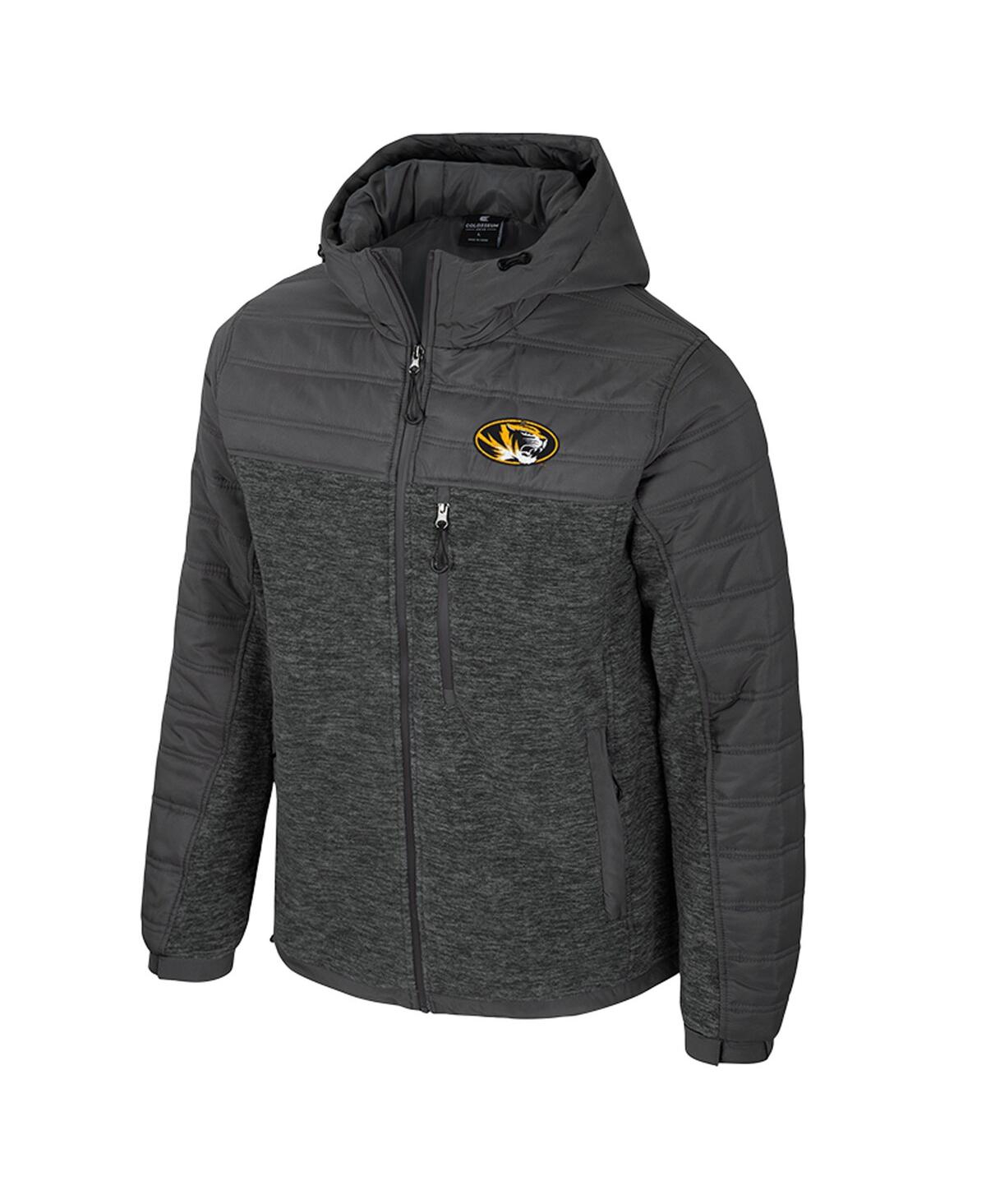 Colosseum Men's Charcoal Missouri Tigers Nightman Full-Zip Hoodie Puffer Jacket