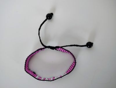 Breast Cancer Awareness Handmade Beaded Bracelet – Pink with White HOPE