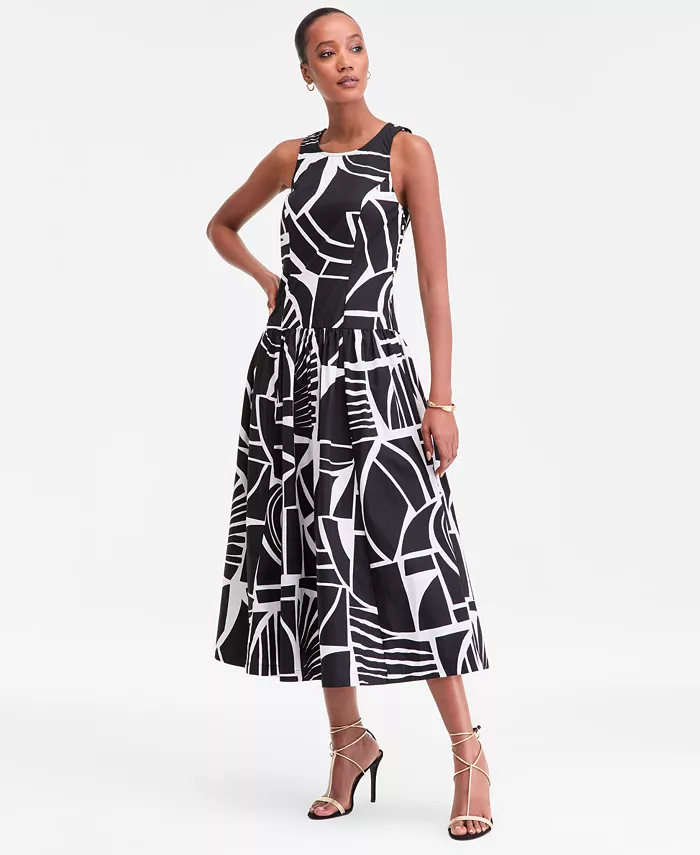Women's Sleeveless Printed Midi Dress