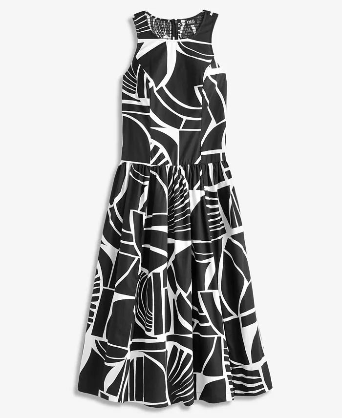 Women's Sleeveless Printed Midi Dress - thumbnail 6