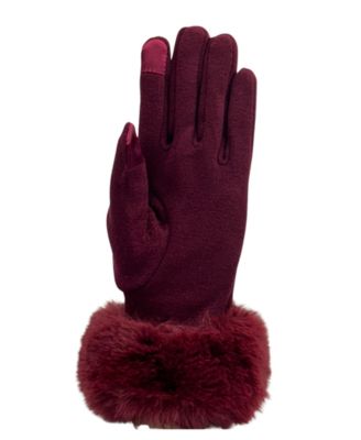 Women's Faux Fur Cuff Jersey Touchscreen Glove