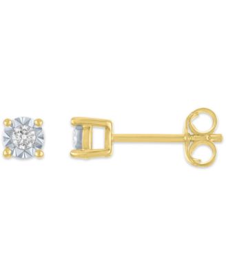 3-Pc. Diamond Earrings Set (1/5 ct. t.w.) in 14k Yellow Gold Over Sterling Silver