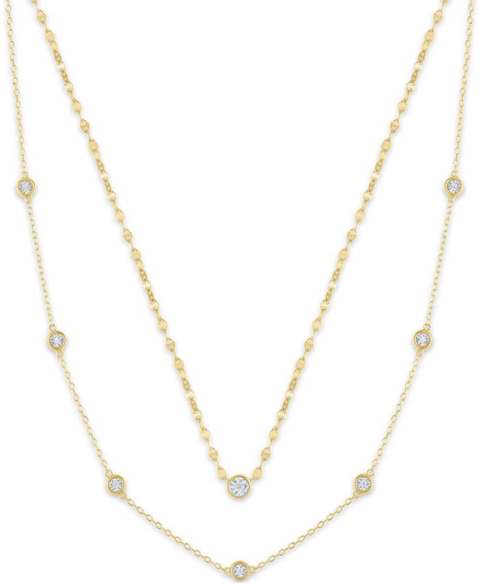 2-Pc. Diamond Necklace Set (1/6 ct. t.w.) in 14K Yellow Gold over