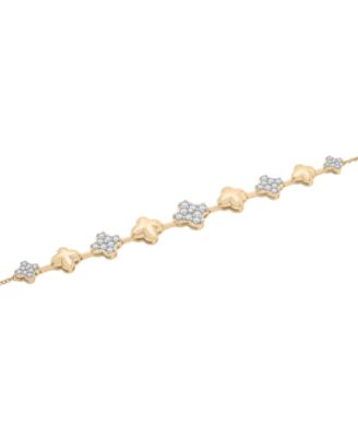 Diamond Clover Bracelet (1/2 ct. t.w.) in 14K Yellow Gold, Macy's Exclusive