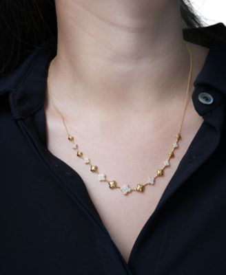 Diamond Clover Necklace (1/2 ct. t.w.) in 14K Yellow Gold, Macy's Exclusive