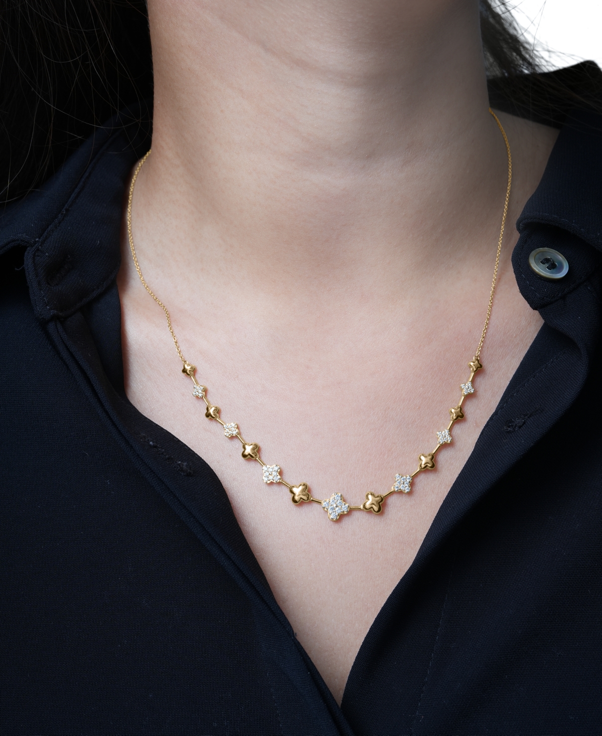 Wrapped In Love Diamond Clover Necklace (1/2 Ct. T.w.) In 14k Yellow Gold In Gold